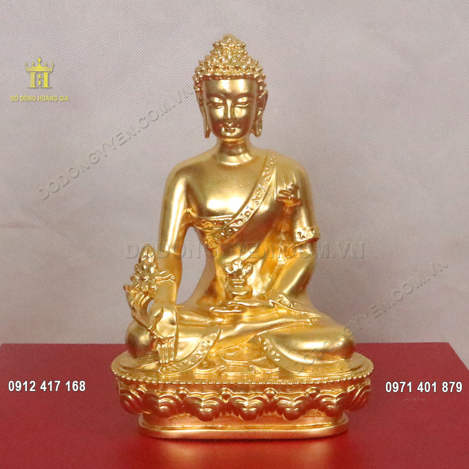 Tượng đồng Phật Th&iacute;ch Ca M&acirc;u Ni d&aacute;t v&agrave;ng 9999